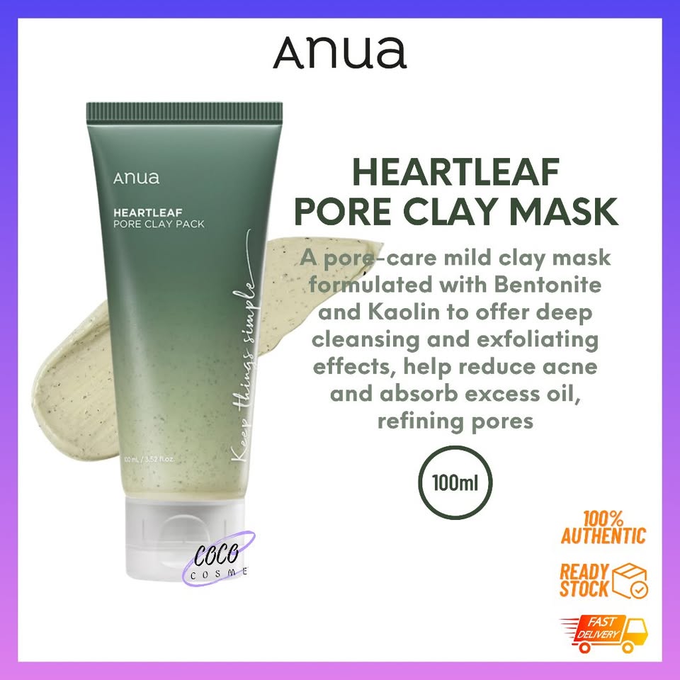Anua Heartleaf Pore Clay Pack — Deep Cleansing & Calming Mask for Clear, Refined Pores