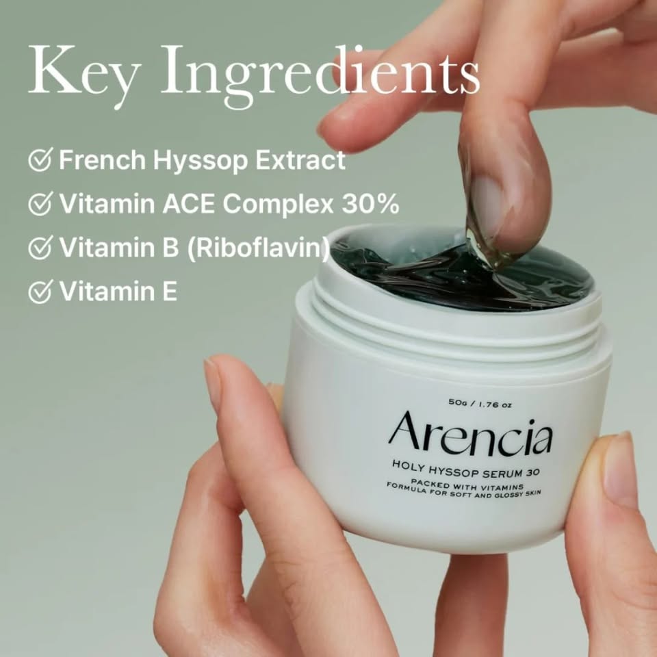 Arencia Holy Hyssop Serum 30 — Vitamin-Packed Hydrating Serum for Soft, Glossy Skin