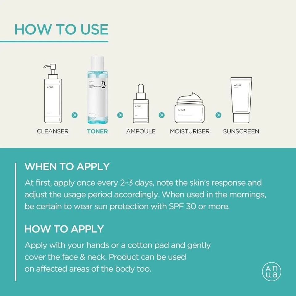 Anua BHA 2% Gentle Exfoliating Toner — Daily Pore-Clearing Toner for Smooth, Calm Skin