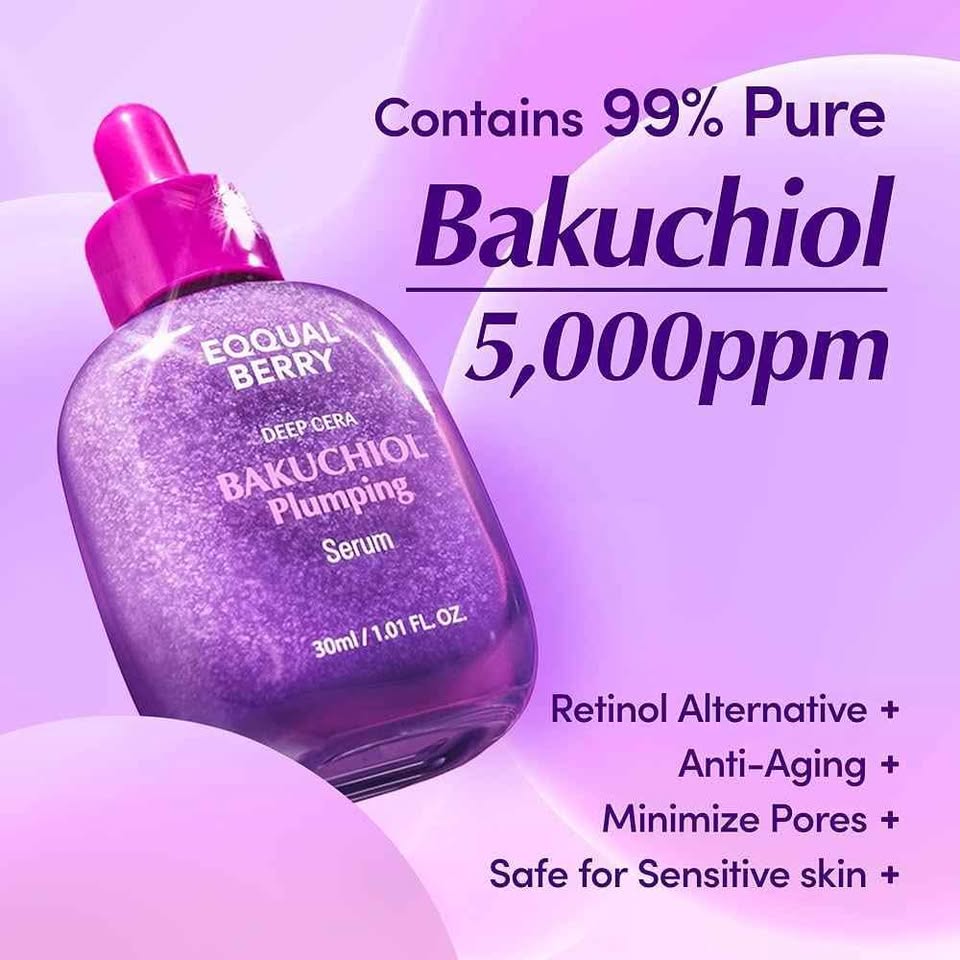 EQQUAL BERRY Bakuchiol Plumping Serum — 99% Pure Bakuchiol 5,000ppm Retinol Alternative Anti-Aging Treatment