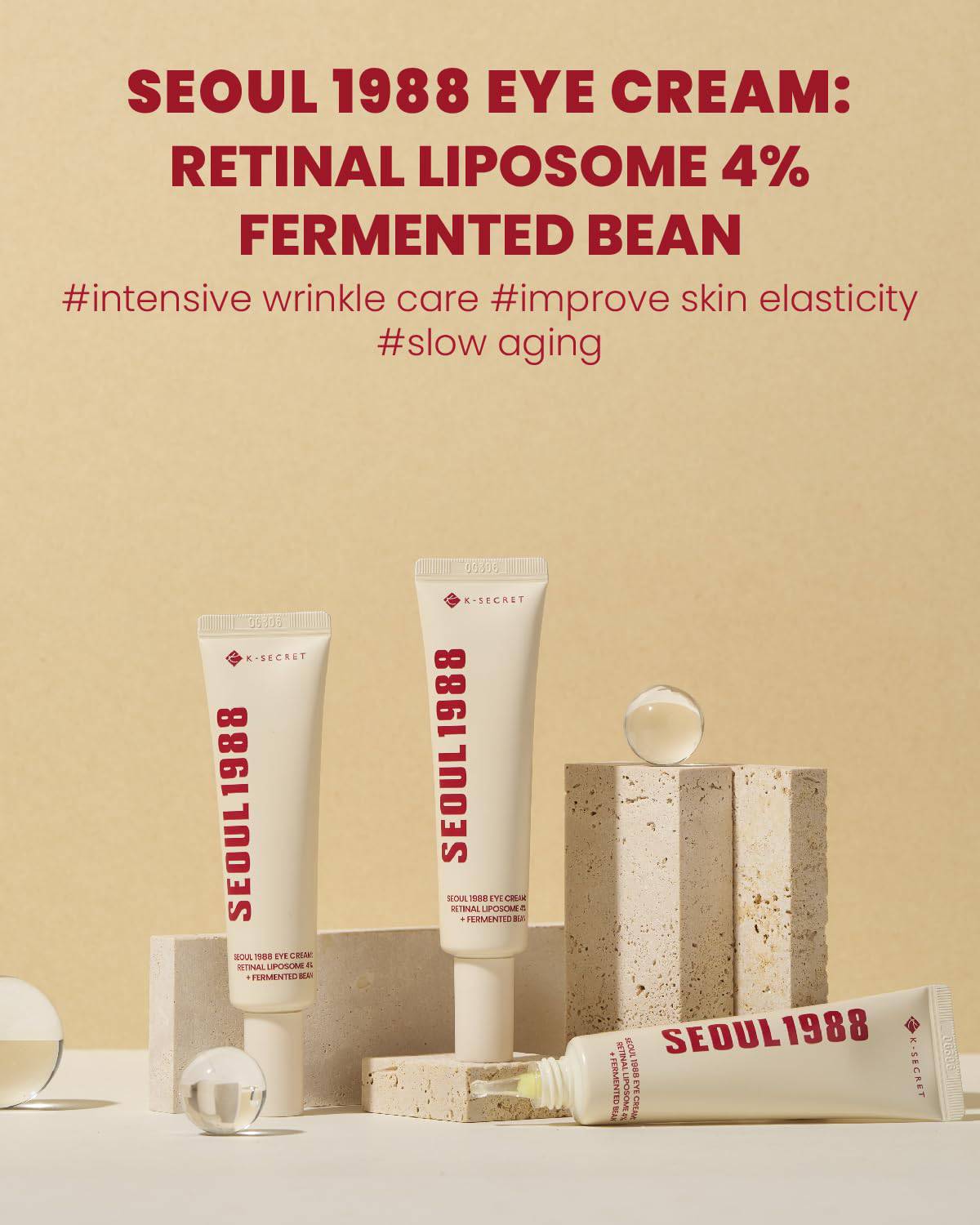 K-Secret Seoul 1988 Retinal Liposome 4% + Fermented Bean — Advanced Eye Cream for Smooth, Firm Eyes
