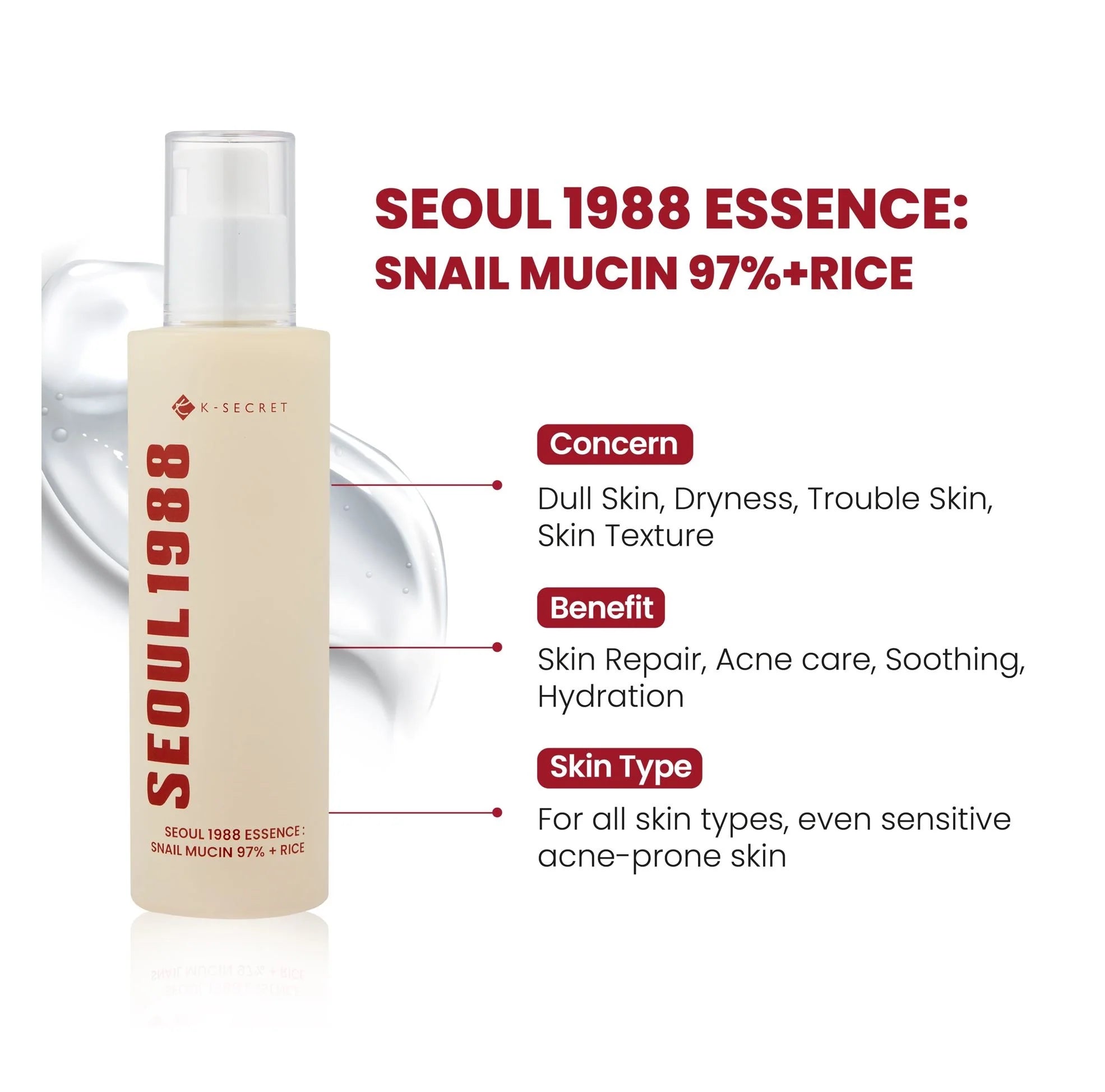 K-Secret Seoul 1988 Snail Mucin 93% + Rice Cream — Deep Repair Moisturizer for Smooth, Radiant Skin