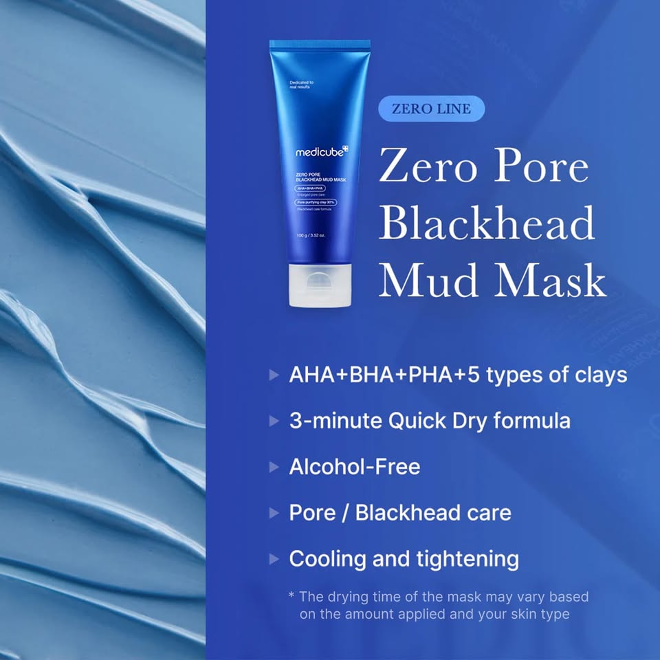 Medicube Zero Pore Blackhead Mud Mask — AHA + BHA + PHA Deep Pore Purifying Clay Mask