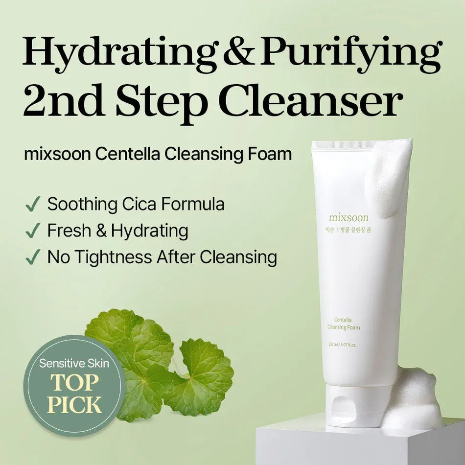 Mixsoon Centella Cleansing Foam — Gentle Daily Cleanser for Calm, Balanced Skin
