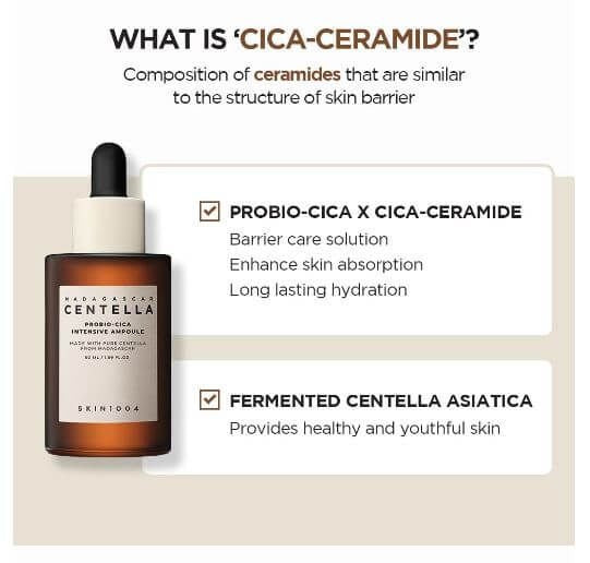 SKIN1004 Madagascar Centella Probio-Cica Intensive Ampoule - Barrier Repair Serum for Sensitive & Damaged Skin